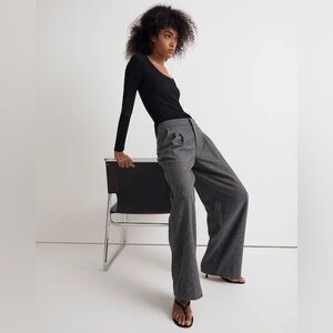 Madewell Harlow Low Slung Wide Leg Pants Gray Wool Blend Size 0